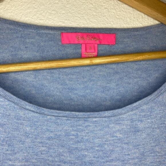 Lilly Pulitzer Emberly Blue Peri Fringe Crewneck Long Sleeve Sweater Size Small - Picture 5 of 6